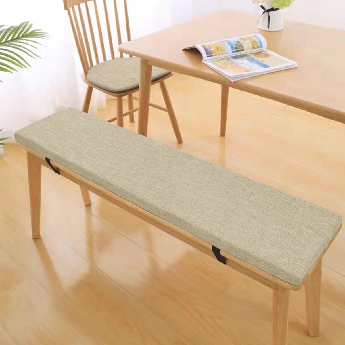 Dik zitkussen voor banken en stoelen - Wasbaar en comfortabel - 180 x 35 x 3 cm - Beige