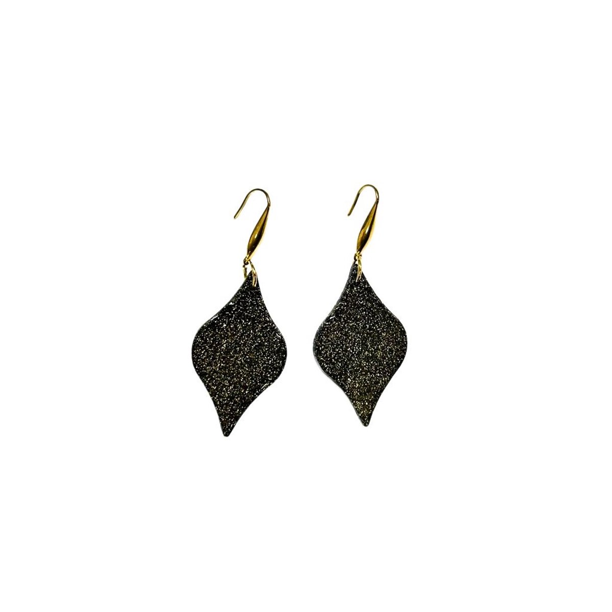2 Love it Glitter Shimmer - oorbellen - dames - zwart - goudkleurig