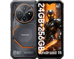 Blackview FORT 2 - AI Robuuste Smartphone - 24 GB RAM - 256 GB ROM - 6,56 inch MTK G81 - Robuuste telefoon - Android 15 - GPS IP69K OTG NFC Gemini AI - Zwart
