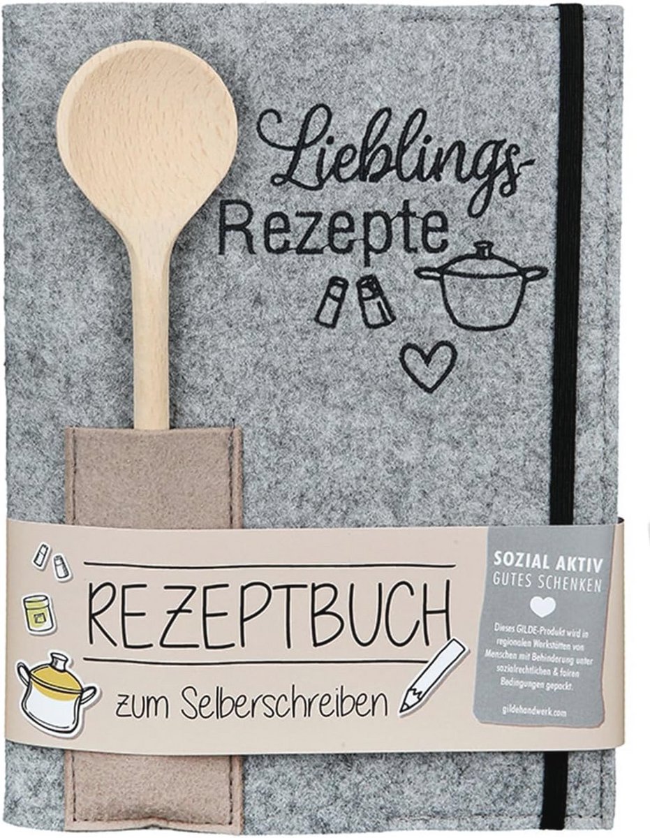 Leeg Kookboek A5 om Zelf Te Schrijven met Houten Kooklepel voor Favoriete Recepten