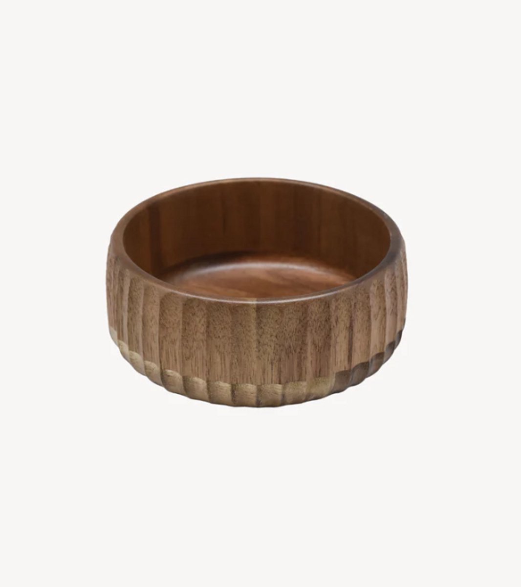 Zoha Stripe Bowl – Massief Acaciahout – Gegroefde Snackschaal – Handgemaakt – 15×6 cm