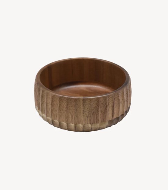 Bol Zoha Stripe – Bois d'acacia Massief – Bol à apéritif rainuré – Handgemaakt – 15 × 6 cm