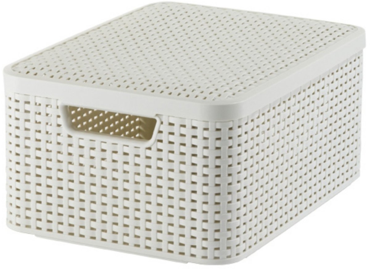 Bol.com Curver Style Opbergmand met deksel M - 18 liter - Wit - 29,3x39,3x18,7 aanbieding