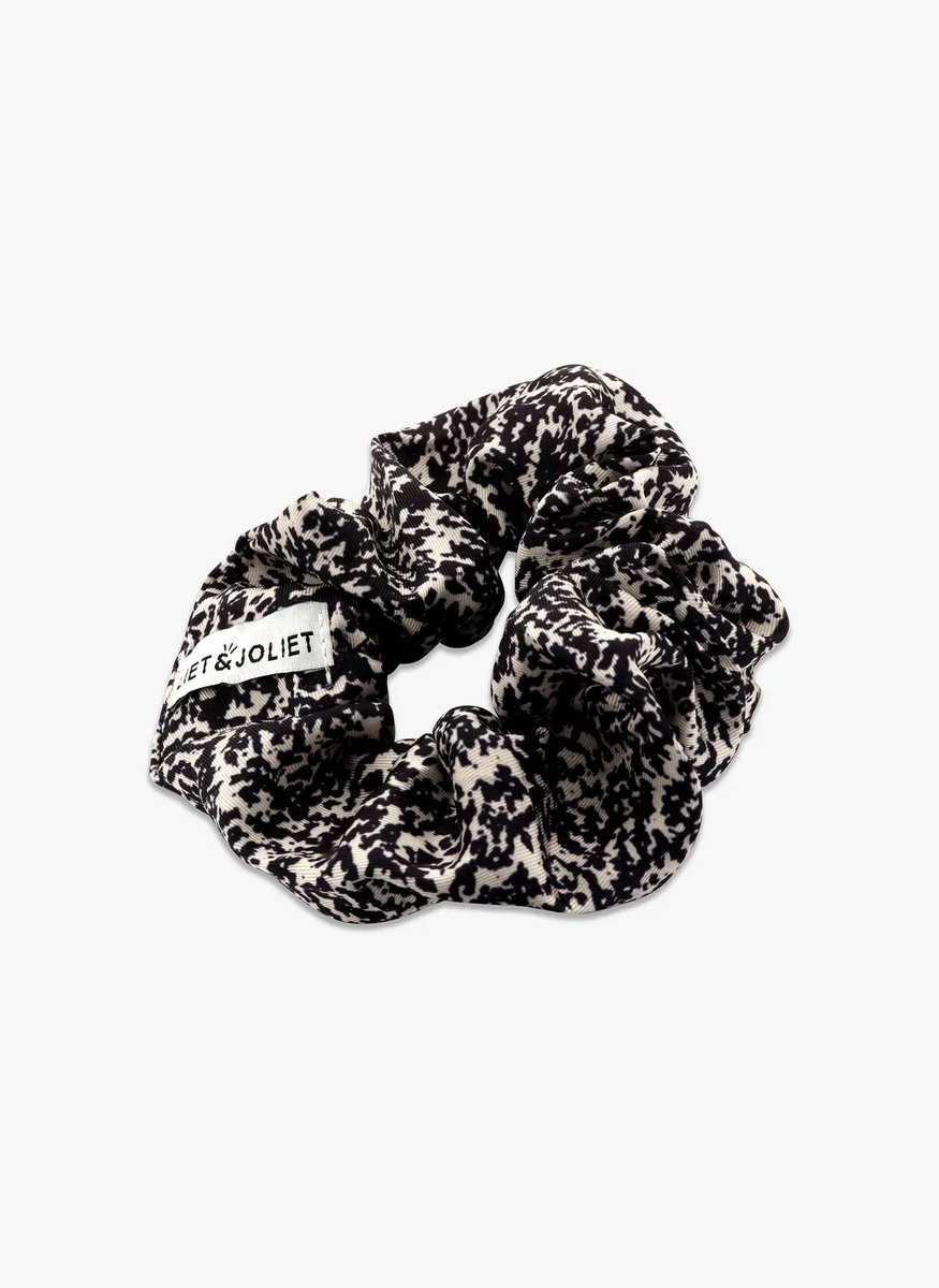 Scrunchie satin zwart/wit
