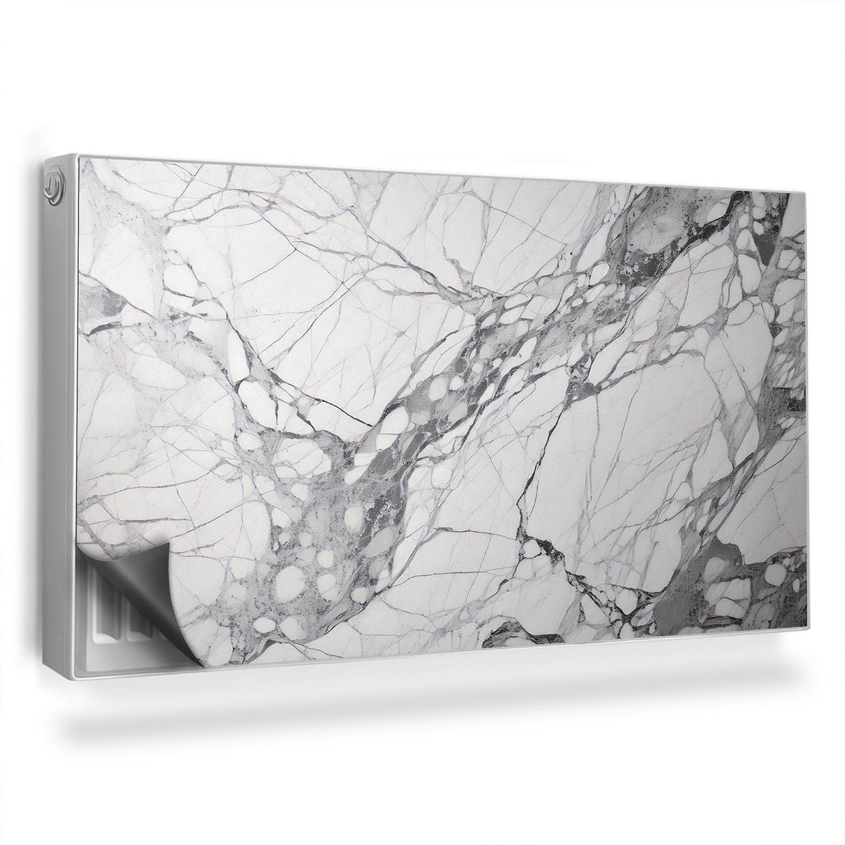 Wallfluent Magnetische Radiatorfolie - Magnetische Radiatormat - 110x60 cm - Stijlvolle Marmer Natuursteen Textuur - Radiatorfolie Tot 60°C - Grijs Marmer Magnetische Radiatorbekleding