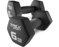 Trex Sport TX-060VD – Dumbells – Fitness Gewichten Set – Vinyl Coating – Zeshoekige Halters – Voor Thuisgym & Aerobics – 2 x 6 kg – Totaal 12 kg