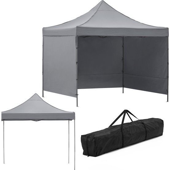 Springos Partytent - 300x300xcm - Hoogte Verstelbaar - PVC - Polyester - Harmonica- Frame - Grijs