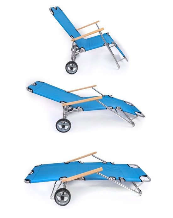 Opvouwbare ligstoel met wielen voor tuin, terras en strand — afbeelding 5