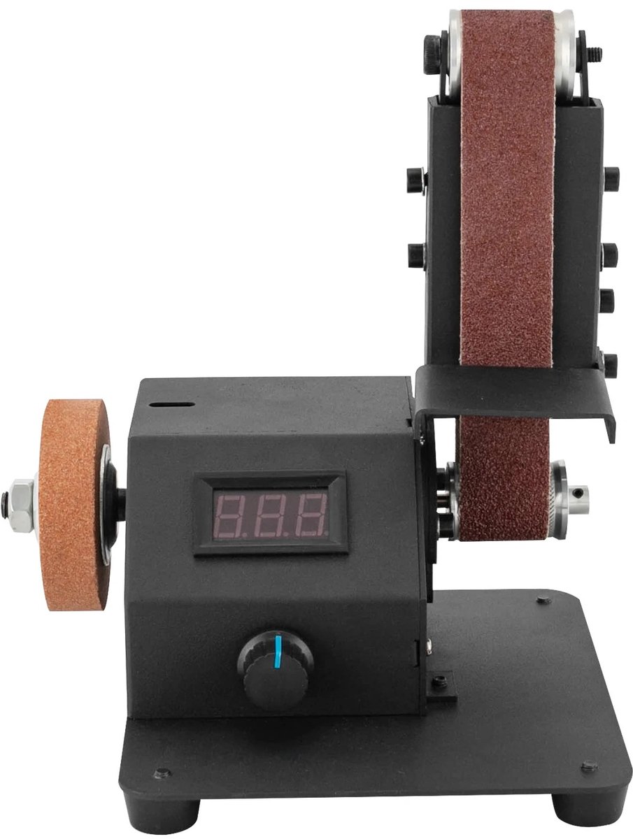350W Mini Bandschuurmachine – Elektrische tafelbandschuurmachine – Voor hout, metaal en acryl – Voor- en achteruitfunctie – Oneindig instelbare snelheid – Compact en draagbaar – Stabiel en duurzaam ontwerp – foto 4