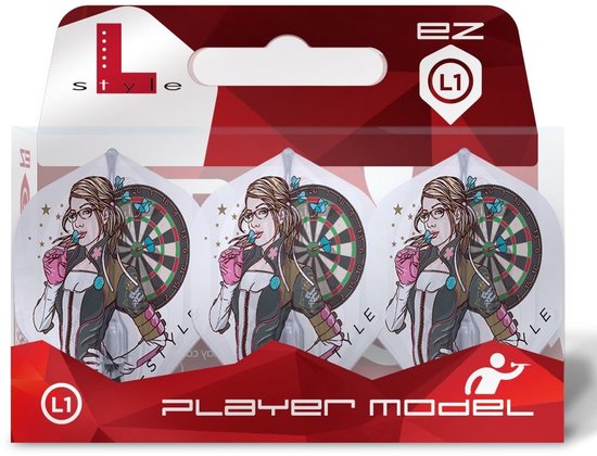 L-Style Champagne Flight EZ L1 Standard Fallon Sherrock V4 Clear White - Dart Flights van L-Style — afbeelding 2