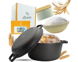 Jôlass® Gietijzeren Broodpan , Broodbakbol, Broodbakpan, Dutch Oven BBQ 4,7L, Braadpan Ø26CM voor…