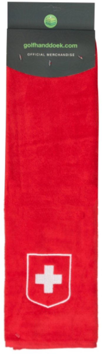 Nova Golf 'Vlag Zwitserland' Golfhanddoek - Rood