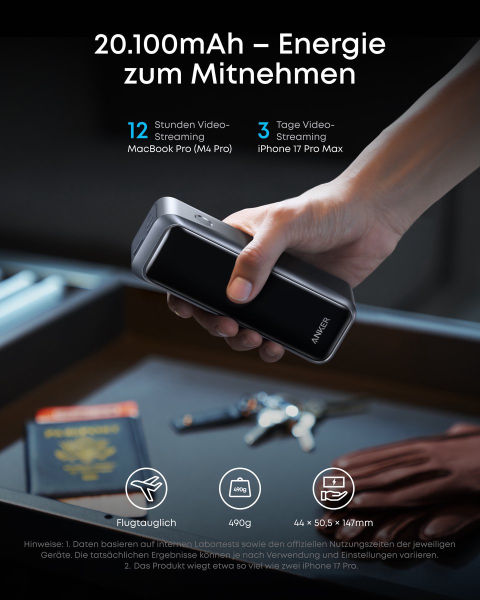 Anker Prime Power Bank 20.100mAh - 220W - 3 Poorten - afbeelding 2