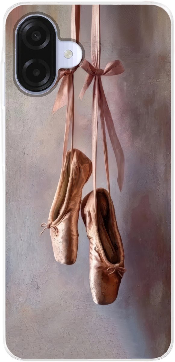 Telefoonhoesje Geschikt voor Samsung Galaxy A07 hoesje - Balletschoenen - Satijn - Aardetinten - Siliconen Telefoonhoesje Telefoonhoesje