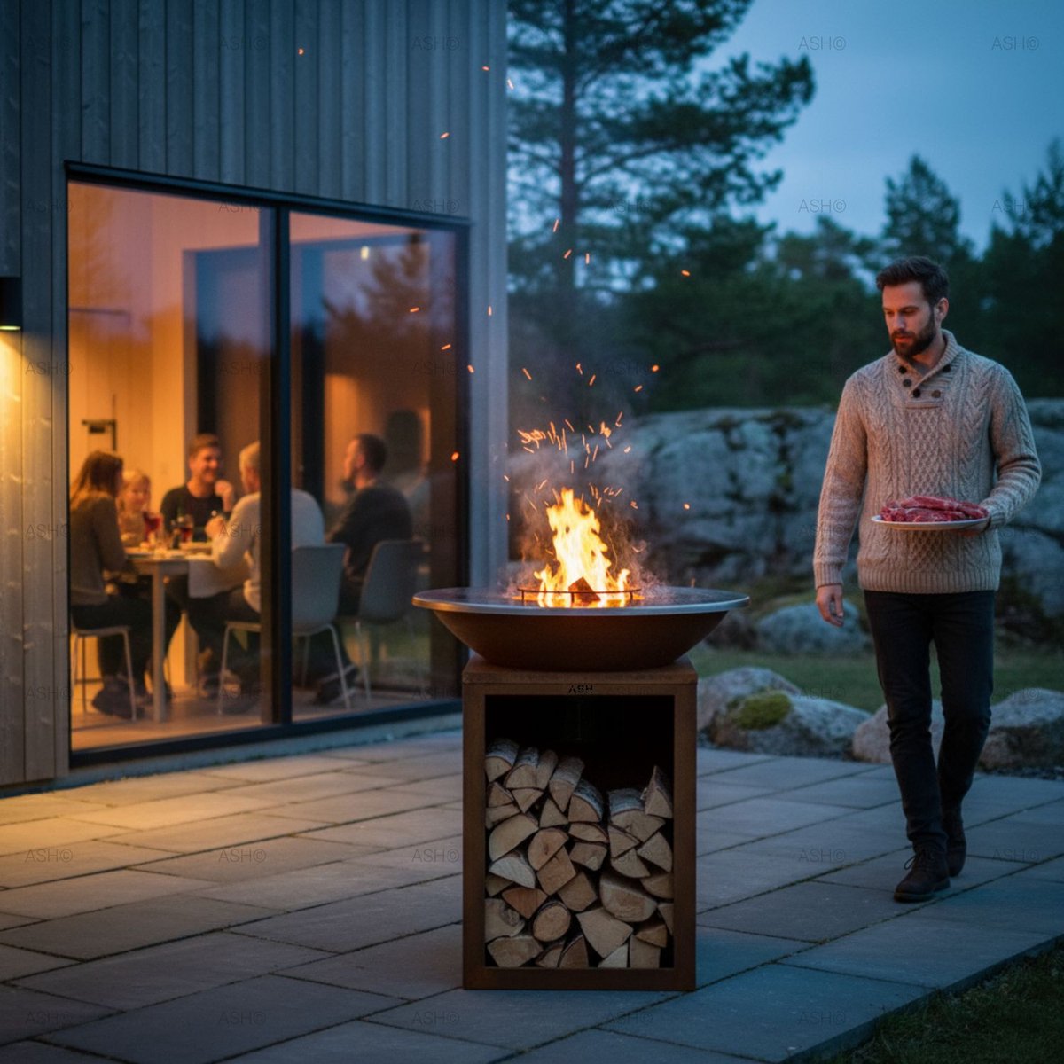 Plancha - BBQ - Vuurschaal - Barbecue - Cortenstaal - Grillplaat - Outdoor - Plancha - Grillring - Tuinhaard - Barbecue - Luxe Uitstraling - Bakplaat