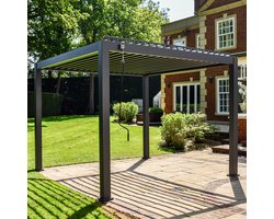 BPS Grote Aluminium Pergola – 3m x 3m – Volledig Aluminium – 120mm Dikke Paal – Zware, Dubbelzijdige Lamellen – Snelle & Eenvoudige Montage