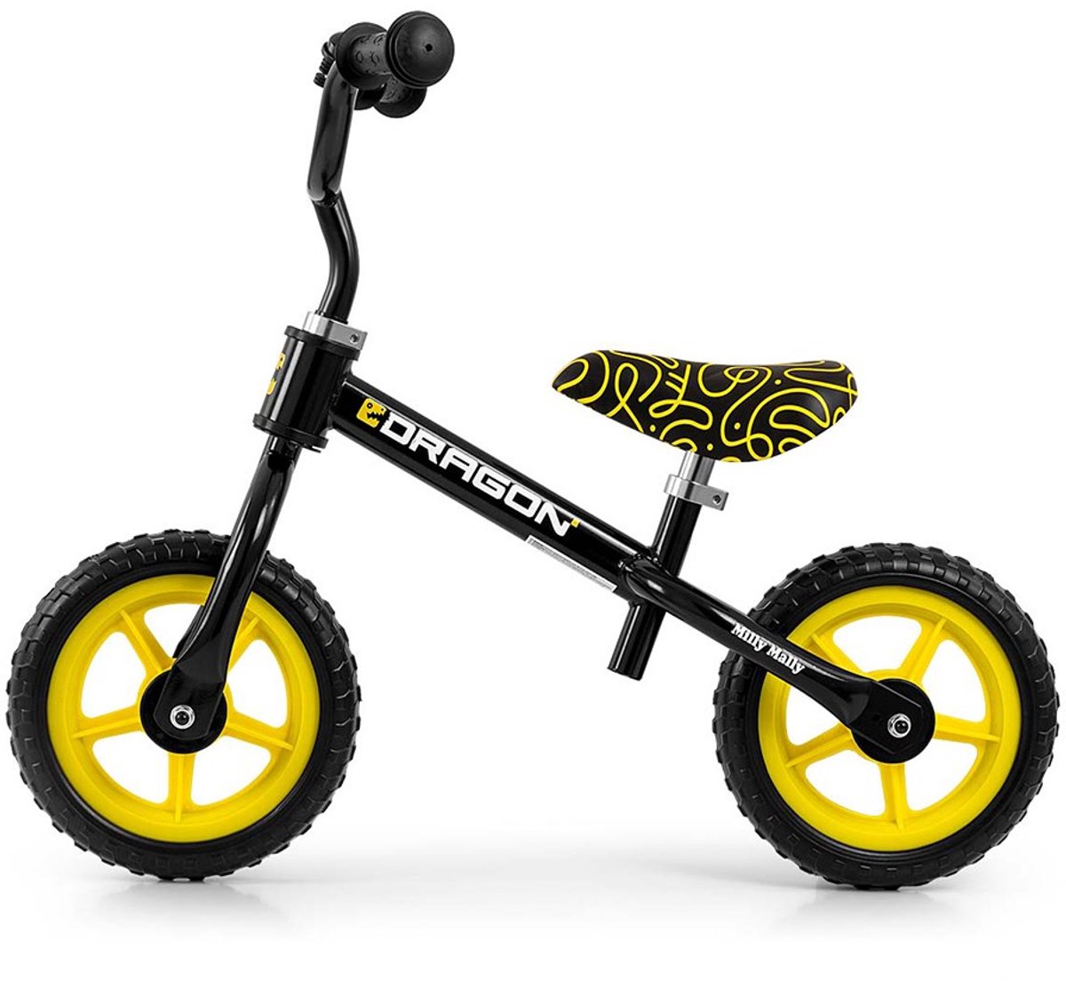 Milly Mally Dragon loopfiets zwart 10 inch - Kinderloopfiets