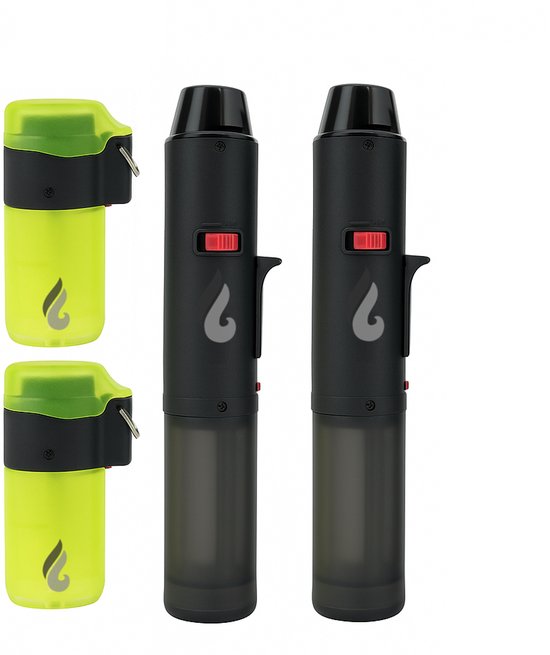 Pyroshopping Stormaansteker Set – Navulbaar – Turbovlam – Windproof Mini Gasbrander – Ideaal voor Vuurwerk, BBQ & Buitenhaard