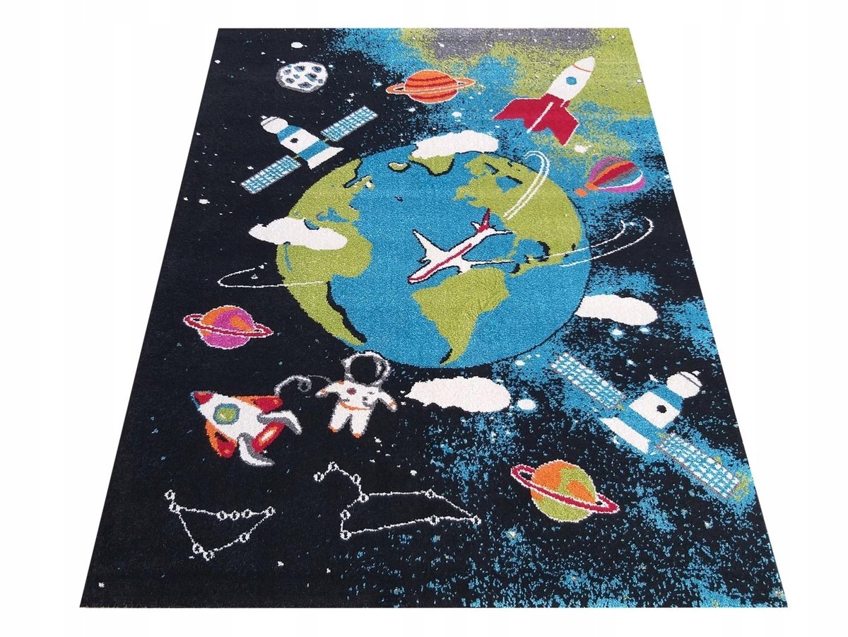 Kinderkamer Tapijt Ruimte 120x170 cm - Zwart