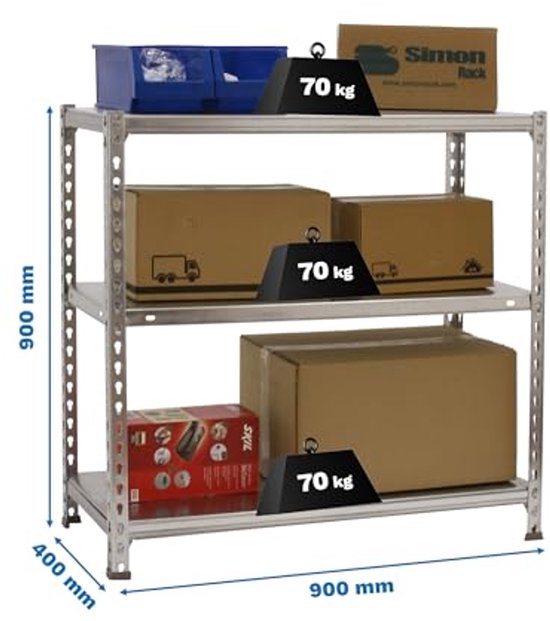 Simon Rack Sterke Metalen Stellingkast, 1800x800x300 mm, Buigpunt 100