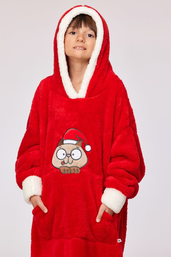 Woody - Unisex - Rode XXL cuddle Kerst Sweater van teddystof - Kids