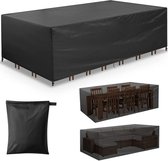 Tuinset beschermhoes tuinmeubelen Waterdicht met Trekkoord en Goede Afwatering - Tuinmeubelhoezen - Zwarte hoes Tuinmeubel - Tuinmeubelhoes - Tuinsethoes - Loungeset Hoes - Tuintafel Hoes - B242 x L160 x H100CM