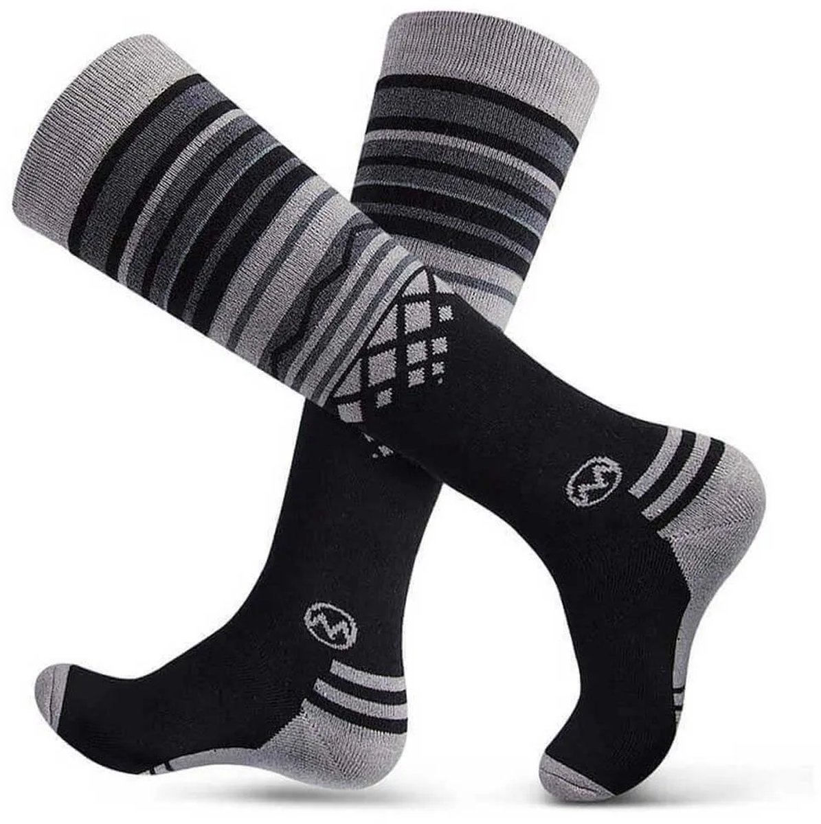 Outdoor Master Merino Wool Ski Lange Sokken 2 Paren Zwart