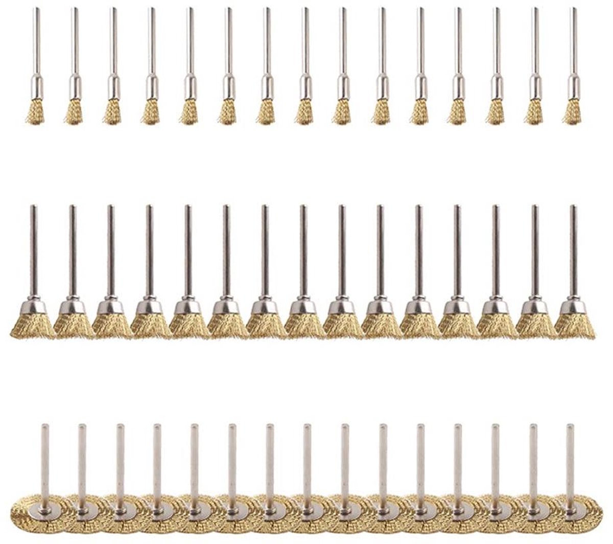 CSGoods - Messing Draad Borstels Set Voor Rotary Gereedschap - Reiniging en Polijsten - 45 Stuks