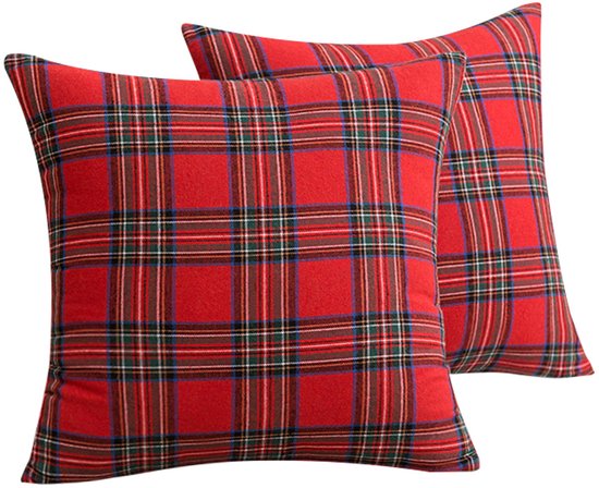 Lot de 2 housses de coussin à Plaid de Noël - Housse de coussin décorative de Noël - Taie d'oreiller - Sans garniture - 50 x 50 cm - Decor pour lit, canapé et Home