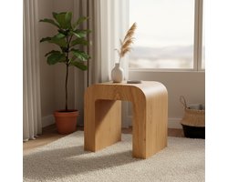 Moderne gebogen bijzettafel – N-vorm design in houtlook – 40×30×45 cm