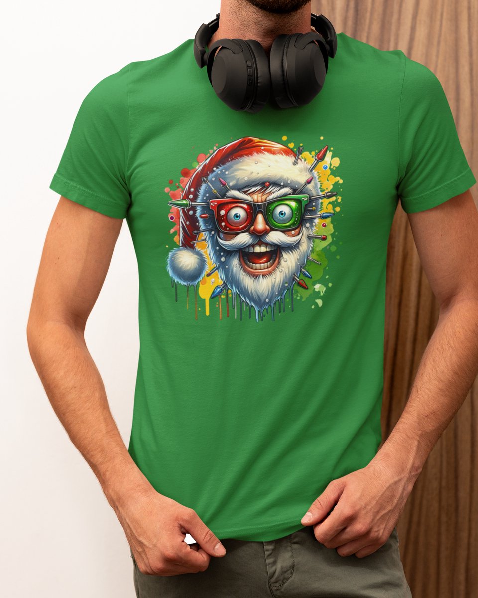 Electric Santa - Kerst T-shirt Groen - Grappig T-shirt - Maat L - Kerst Cadeau Mannen - Limited Edition