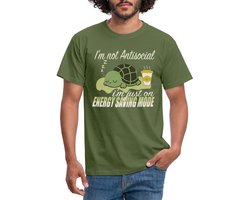 Niet Antisociaal Schildpad In Energiebespaarmodus T-Shirt Heren