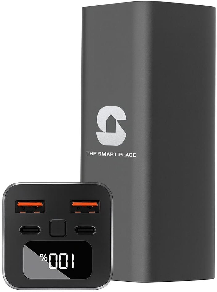 The Smart Place® Laptop Powerbank 20.000 mAh – 100 W USB-C & USB-A – Snelladen & Draagbaar – Zwart - Universeel Noodpakket