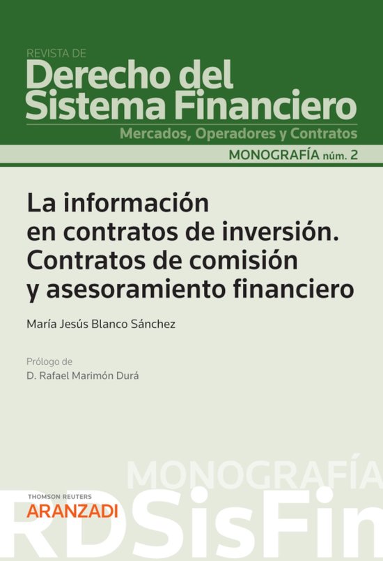 La información en contratos de inversión. Contratos de com ... - cover