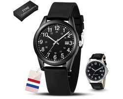 Tyme Berlin Heren Horloge - 40mm - Goed Leesbaar - Horloges voor Mannen - Polshorloge - Uurwerk - met Cadeauverpakking - Zwart