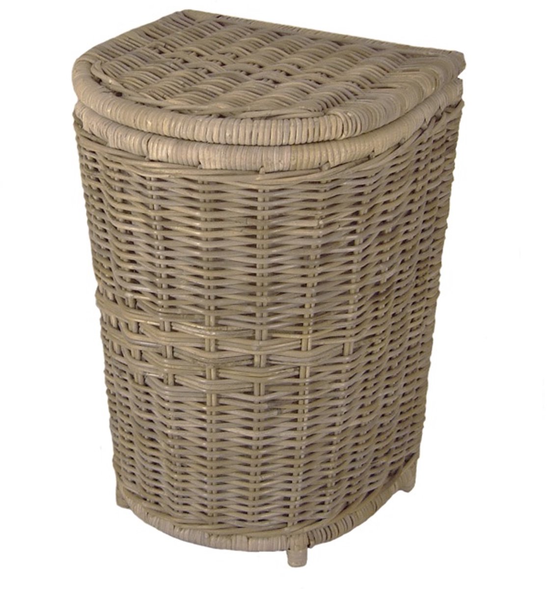 MigoStyling - Wasmand - Halfrond - Grey - Met deksel - Riet - Rotan - Grijs