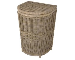 MigoStyling - Wasmand - Halfrond - Grey - Met deksel - Riet - Rotan - Grijs