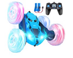 Nince Bestuurbare Auto - Bestuurbare Auto voor Jongens - Stuntauto met LED Banden & 360° Rotatie - RC Auto - Bestuurbare Auto voor Buiten - Met 2 Accu’s - kerst cadeautjes