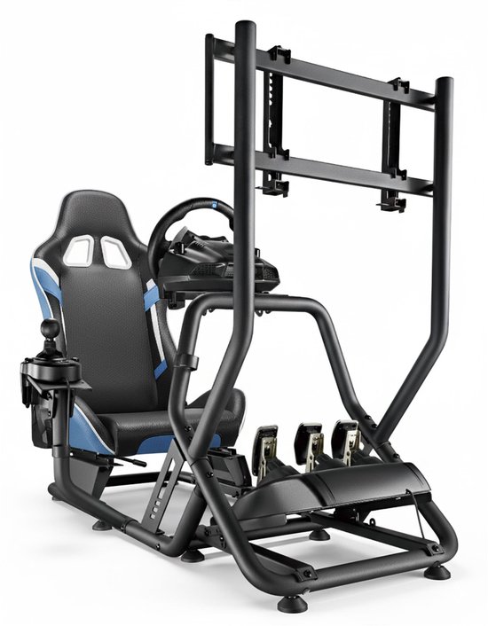 VDD Gaming - Racestoel - Race simulator - Sim Racing Cockpit - Racestoelen - Racing seat - Cockpit - Racing cockpit - Race simulator compleet - Race sim stoel - Cockpit Simulator - Volledig Verstelbaar - Met beeldscherm Bevestiging - Incl. Race stoel