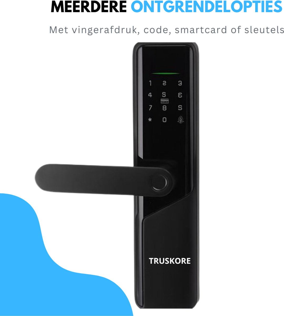Truskore Smart Lock - Slim Deurslot - Werkt Op Batterijen - Deurklink Met Vingerafdruk - Intelligent Smartlock - Codevergrendeling - Kantoorslot Smart Deurklink - Met App — cadeau in Elektronica - foto 5