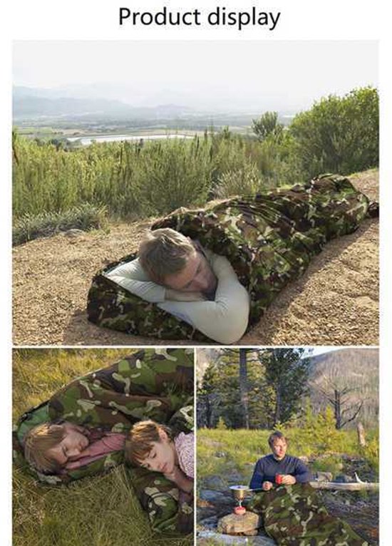 Envelop Slaapzak - Kampeerzak - Buitenavontuur - Vier seizoenen comfort - 180+30x75cm - Camouflage — afbeelding 5
