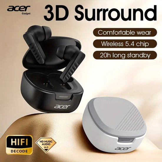 TWS 5.4 – Luxe Draadloze Bluetooth Oordopjes met 3D Surround Sound & Noise Cancelling | Type-C Snelladen | 20 Uur Speeltijd | Perfect Kerst of Sinterklaas Cadeau | Voor Werk, Sport & Reizen | House of Discovery