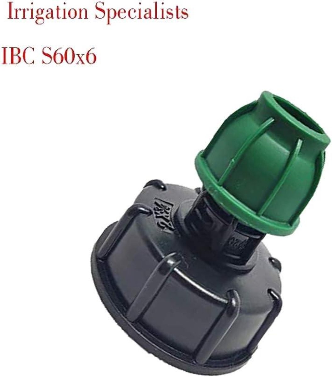 Provento - Watercont irrigatie rechte pijp fitting 20/25/32mm adapter IBC tank S60X6 zwart groen