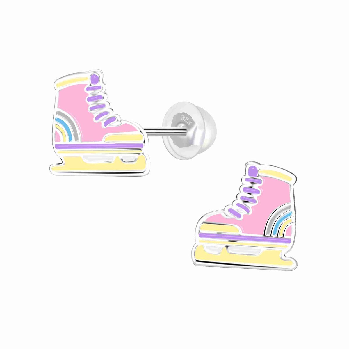 WeLoveSilver - zilveren oorstekers - K3 collectie - pastel schaatsen