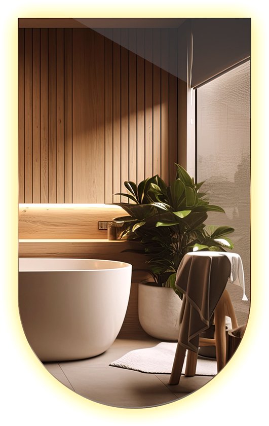 Miroir ovale LED Coloray - Miroir ovale Siècle des Lumières - 40 x 70 cm - Miroir de salle de bain ovale avec Siècle des Lumières - Miroir en forme d'arche avec éclairage LED- Lumière chaude - Miroir ovale taillé - Miroir scandinave