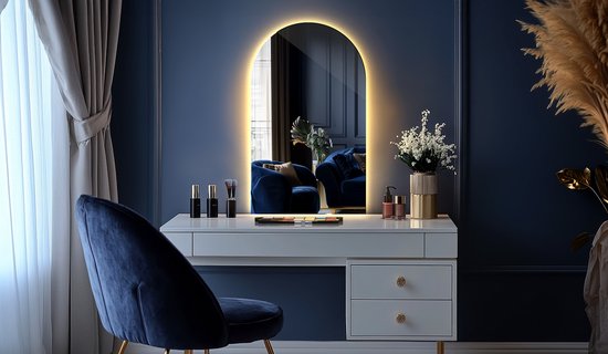 Miroir ovale LED Coloray - Miroir ovale Siècle des Lumières - 40 x 70 cm - Miroir de salle de bain ovale avec Siècle des Lumières - Miroir en forme d'arche avec éclairage LED- Lumière chaude - Miroir ovale taillé - Miroir scandinave