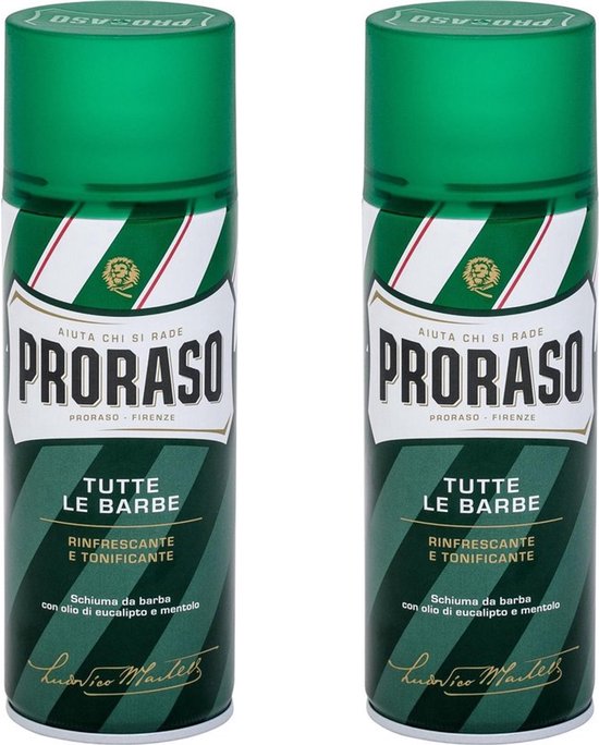 Proraso - Crème à raser - Eucalyptus/Menthol - 400 ml - Coffret de 2 pièces