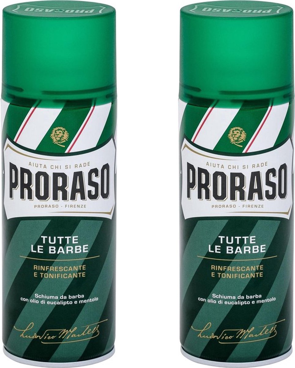 Proraso - Scheerschuim - Eucalyptus/Menthol - 400 ml - 2-delige set