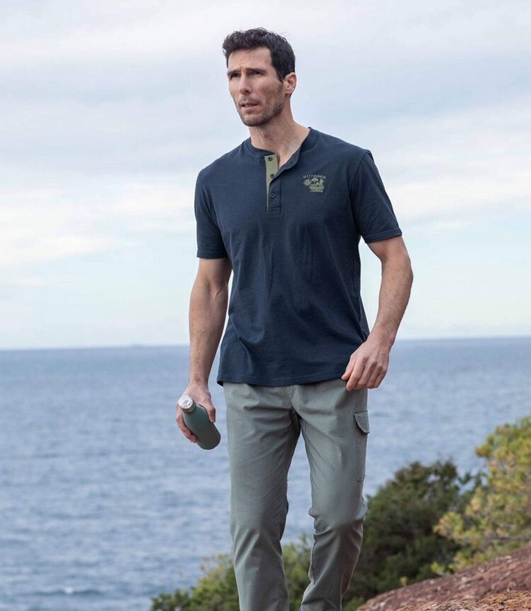 ATLAS FOR MEN - 6-pack T-shirts met henley kraag - Heren - Verkrijgbaar in grote maten - L
