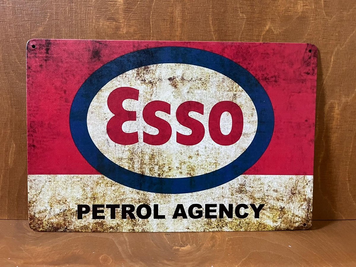 Esso Petrol Agency Reclamebord - Muurplaat - Vintage - Retro - Horeca - Bord-Wanddecoratie -Tekstbord - Decoratiebord - Reclameplaat - Wandplaat - Nostalgie -Cafe - Bar -Mancave - Kroeg - Man Cave 30 x 20 cm